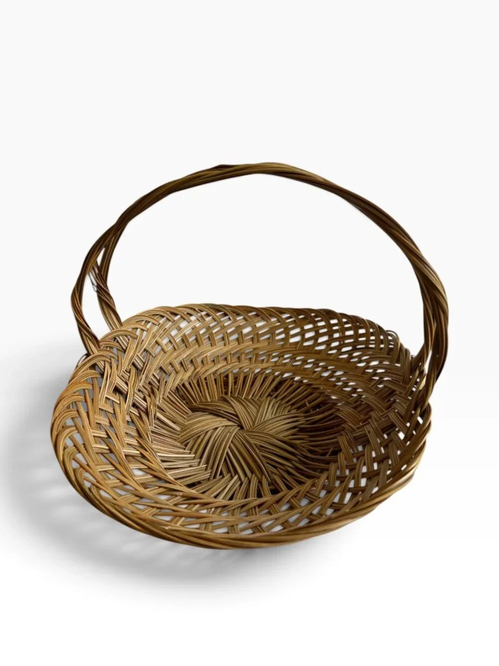 Handwoven Wicker Basket with Braided Double Handles